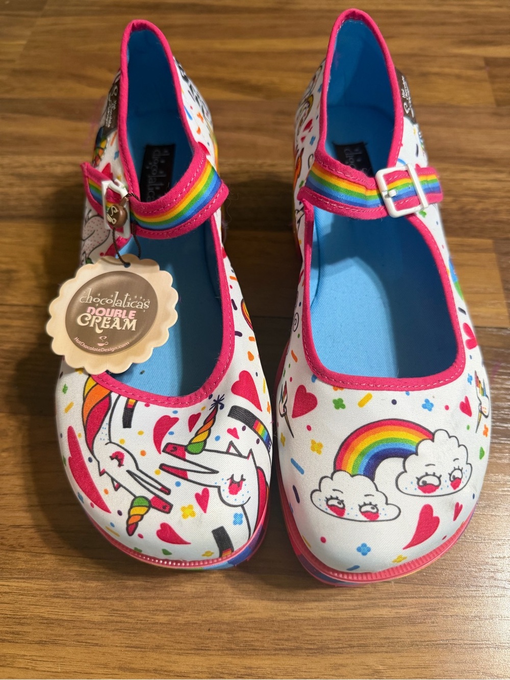 Chocolaticas Rainbow Unicorn Mary Jane Shoes - White/Pink